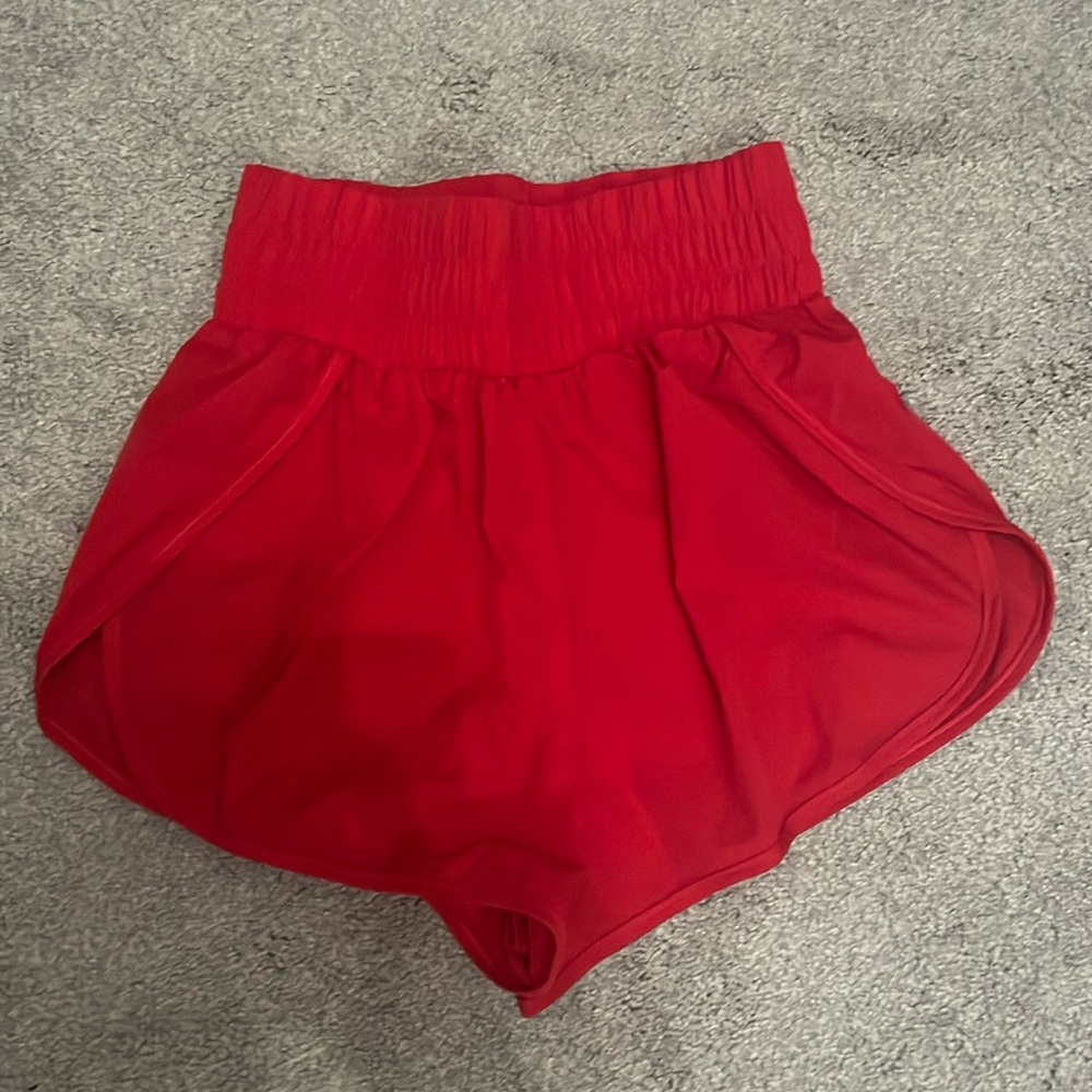 Red running shorts